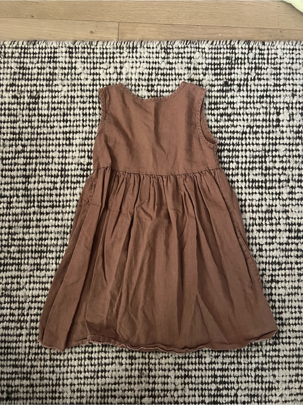 Go Gently Classic Girls' Sleeveless Brown Cotton Dress